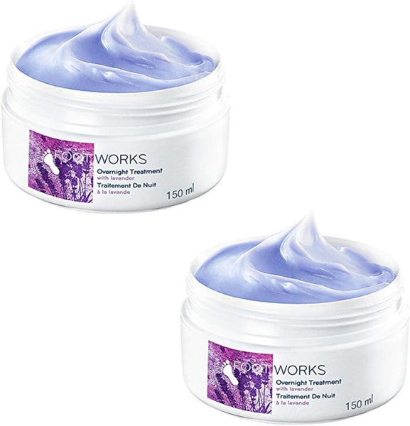 2 x Avon Foot Works Beautiful Comforting Overnight Massage Cream, Lavender 150ml by Footworks