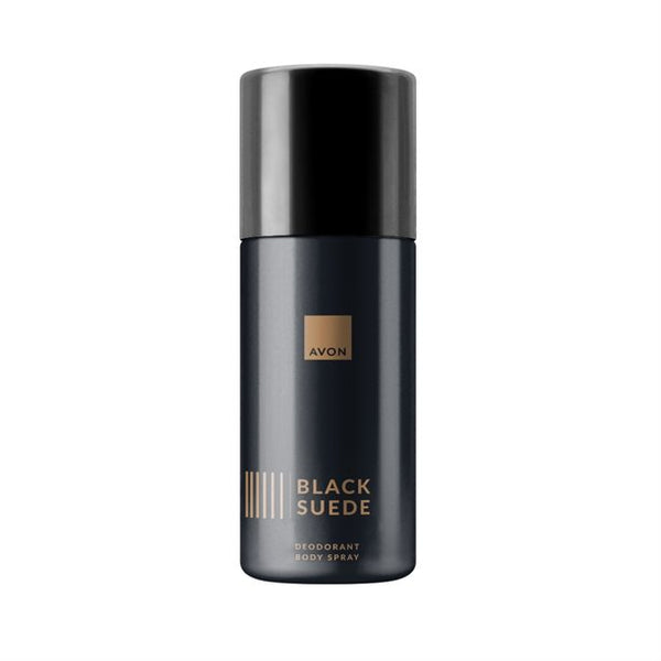 mens deodorant body spray Avon Black Suede long lasting fresh scent woody leather fragrance