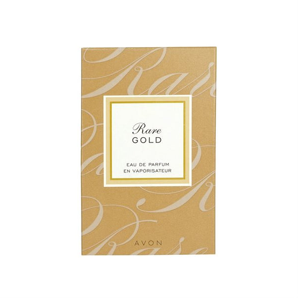 Avon Rare Gold eau de parfum packaging on a white background