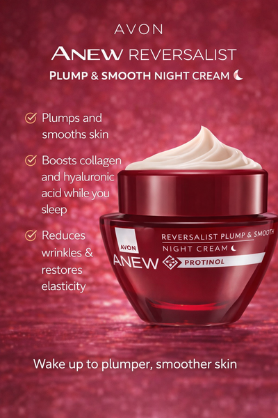 Avon Anew Reversalist Plump & Smooth Night Cream – Hyaluronic Acid Anti-Ageing Moisturiser (50ml)