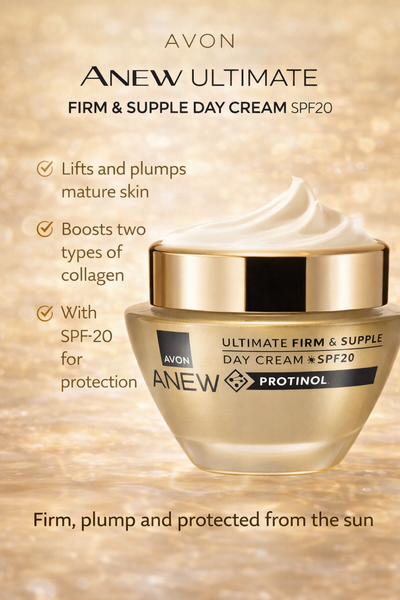 anti ageing day cream Avon Anew Ultimate SPF20 firming moisturiser plumping skin collagen boost
