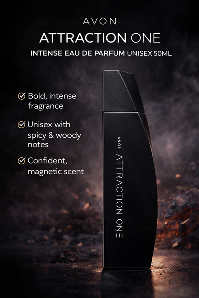 Avon Attraction One Intense Eau de Parfum unisex 50ml woody spicy fragrance bold long lasting scent