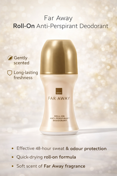 Avon Far Away roll-on antiperspirant deodorant 50ml women long lasting fresh floral fragrance