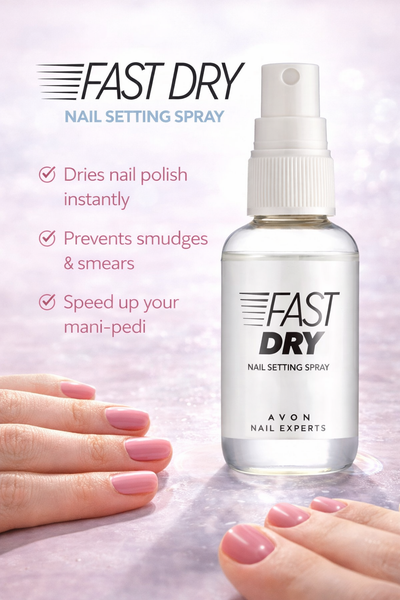 Avon Fast Dry Nail Setting Spray 50ml quick dry nail polish spray prevents smudges fast manicure drying