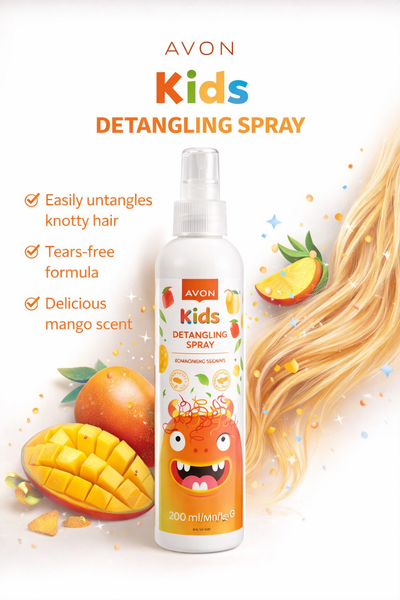 Avon Kids Detangling Spray mango scent tear free hair detangler for children easy knot removal