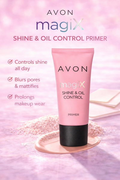 Avon Magix Shine and Oil Control Primer mattifying face primer reduces shine blurs pores oily skin