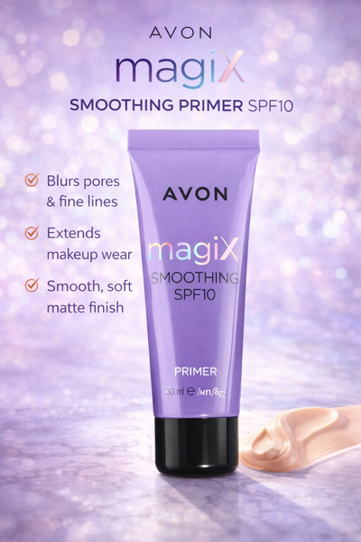 Avon Magix Smoothing Primer SPF10 blurs pores smooths skin extends makeup wear matte finish primer