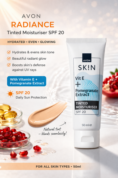 Avon Nutra Effects Radiance tinted moisturiser SPF20 vitamin E pomegranate extract hydrating face cream