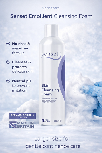 Vernacare Senset emollient cleansing foam 300ml no rinse cleanser for sensitive skin and continence care